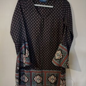 Elegant Long Sleeve Patterned Dress